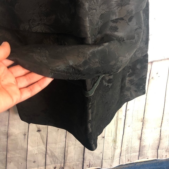 Black Tiered Textured Floral Print Party Cocktail Sleeveless Layer Dress 16 - Picture 8 of 9